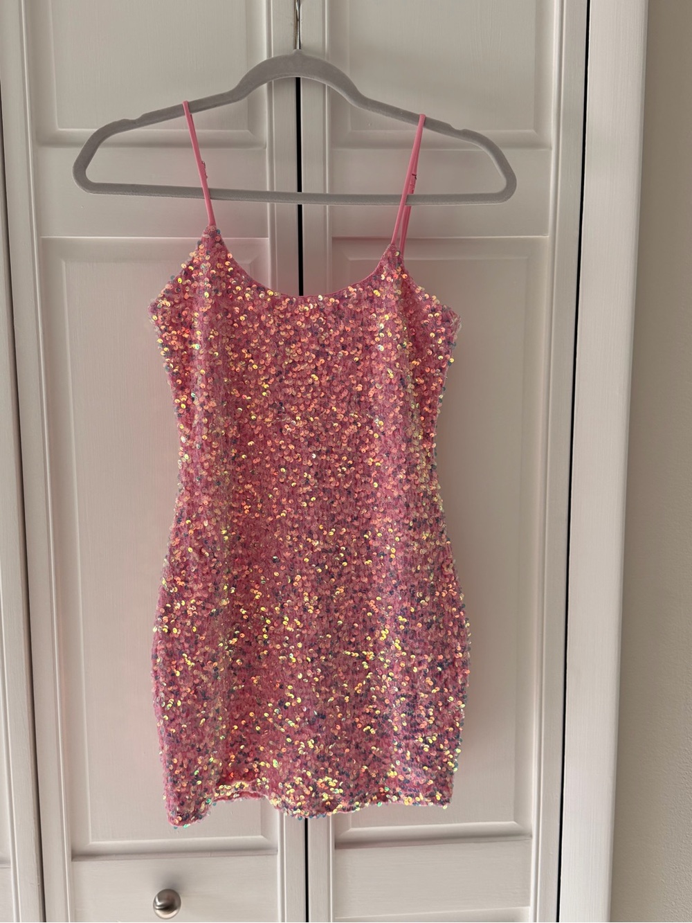 Lulu's Pink Iridescent Sequin Mini Slip Dress